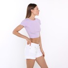 Футболка женская укороченная, цвет лаванда, размер 46 (L) - фото 24252635