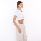 Футболка женская укороченная, цвет белый, размер 46 (L) - фото 50075584