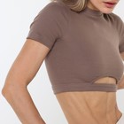 Футболка женская укороченная, цвет коричневый, размер 42 (S) - фото 42017228