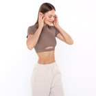 Футболка женская укороченная, цвет коричневый, размер 42 (S) - фото 42017229