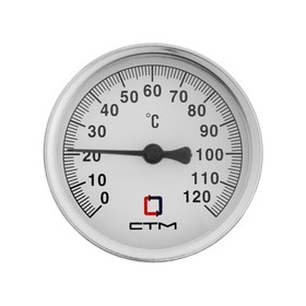 Термометр биметаллический "СТМ" CTT12D63, d=63 мм, 120°C, с погружной гильзой