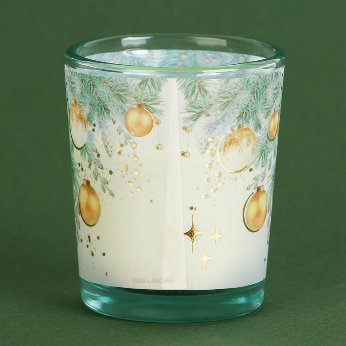 Свеча в стакане «Счастья в Новом Году», яблоко высота 6 см