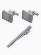 Набор мужской «Запонки + Зажим для галстука» классика, цвет серебро - Фото 1