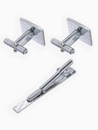 Набор мужской «Запонки + Зажим для галстука» классика, цвет серебро - Фото 2