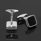 Запонки медные «Квадрат» классический, чёрные в серебре - Фото 2