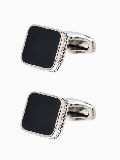Запонки медные «Квадрат», классический, чёрные в серебре