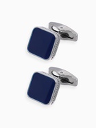 Запонки медные «Квадрат» классический, синие в серебре - Фото 1
