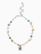 Браслет на ногу QF «Морская звезда», бело-голубой в серебре, 23.5 см + удлинитель 4.5 см - Фото 1