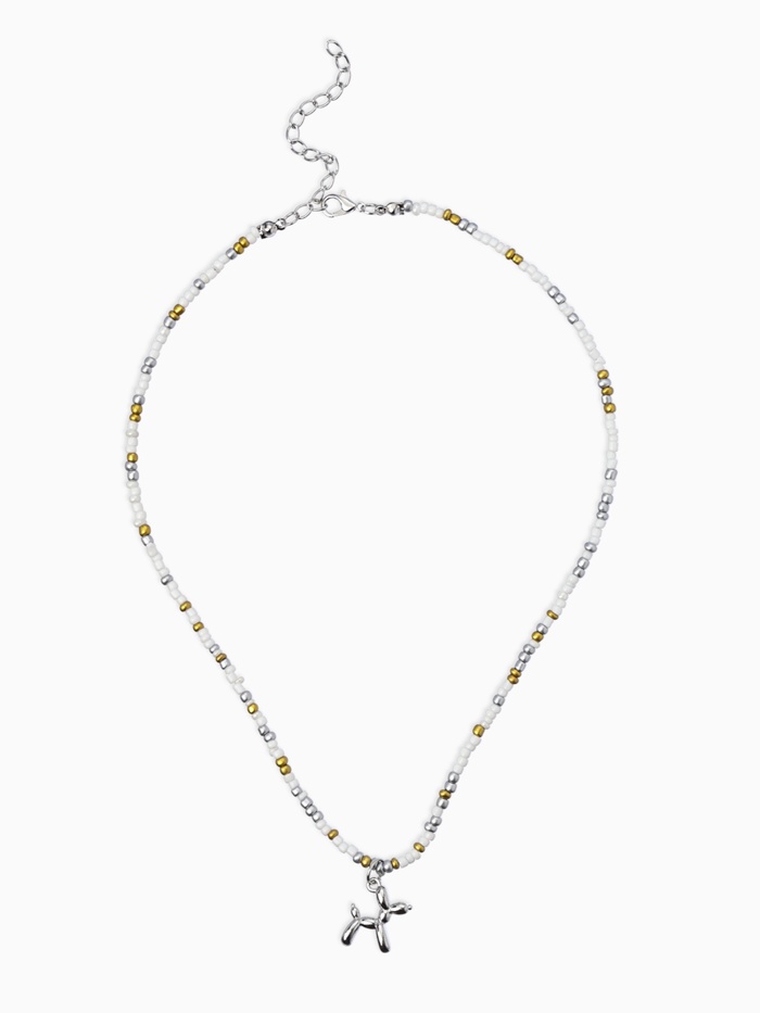 Чокер бисерный с подвеской «Собачка из воздушных шаров», цвет серебро, 41 см