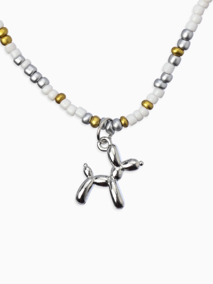 Чокер бисерный с подвеской «Собачка из воздушных шаров», цвет серебро, 41 см - Фото 1