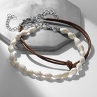 Браслеты на ногу «Ракушки», цвет бело-коричневый в серебре - Фото 1