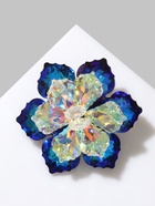 Брошь «Цветок» сказочный, радужно-синяя в серебре - Фото 6