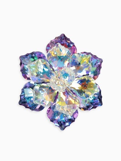 Брошь «Цветок» сказочный, радужно-сиреневая в серебре