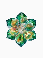 Брошь «Цветок» сказочный, радужно-зелёная в серебре - Фото 1
