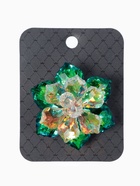 Брошь «Цветок» сказочный, радужно-зелёная в серебре - Фото 5