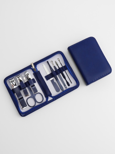 Набор маникюрный, 9 предметов, в футляре, синий