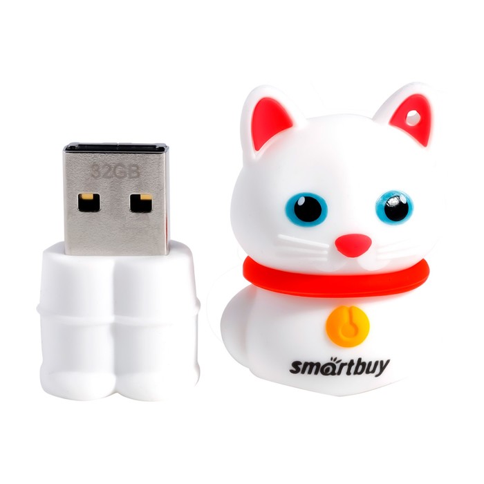 

Флешка Smartbuy Wild series "Котенок", 32 Гб, USB 2.0, чт до 25 Мб/с, зап до 15 Мб/с, белая