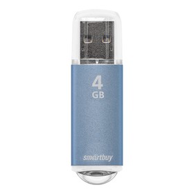 Флешка Smartbuy V-Cut, 4 Гб, USB 2.0, чт до 25 Мб/с, зап до 15 Мб/с, синяя 9864169