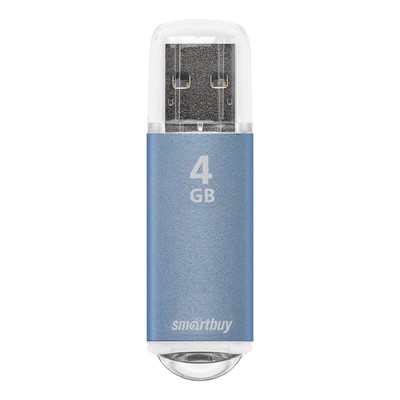 Флешка Smartbuy V-Cut, 4 Гб, USB 2.0, чт до 25 Мб/с, зап до 15 Мб/с, синяя