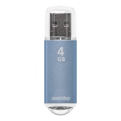 Флешка Smartbuy V-Cut, 4 ГБ, USB 2.0, чтение до 25 Мб/с, запись до 15 Мб/с, синяя