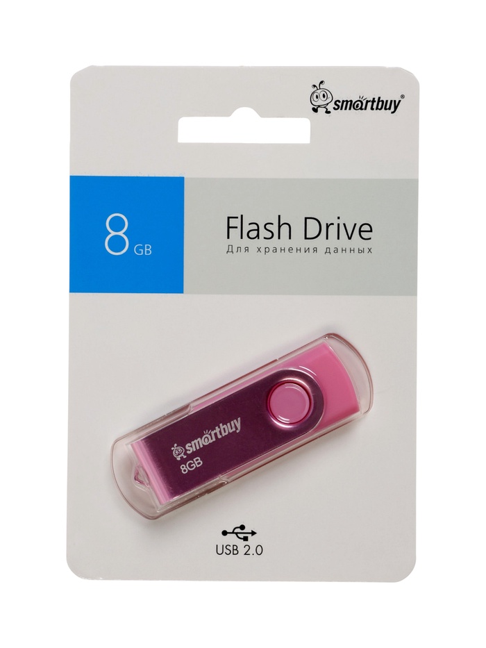 Флешка Smartbuy Twist, 8 Гб, USB 2.0, чт до 25 Мб/с, зап до 15 Мб/с, розовая - фото 51836938