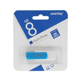 Флешка Smartbuy Diamond, 8 Гб, USB 3.0, чт до 130 Мб/с, зап до 10 Мб/с, сине-белая