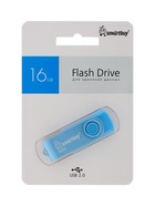 Флешка Smartbuy Twist, 16 ГБ, USB 2.0, чтение до 25 Мб/с, запись до 15 Мб/с, синяя - Фото 1