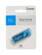 Флешка Smartbuy Twist, 16 ГБ, USB 2.0, чтение до 25 Мб/с, запись до 15 Мб/с, синяя - Фото 1