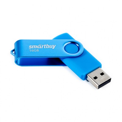 Флешка Smartbuy Twist, 16 ГБ, USB 2.0, чтение до 25 Мб/с, запись до 15 Мб/с, синяя
