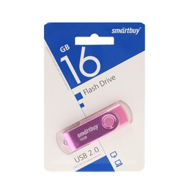 Флешка Smartbuy Twist, 16 Гб, USB 2.0, чт до 25 Мб/с, зап до 15 Мб/с, розовая