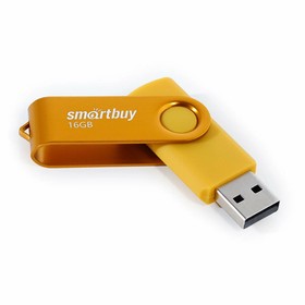 Флешка Smartbuy Twist, 16 Гб, USB 2.0, чт до 25 Мб/с, зап до 15 Мб/с, желтая