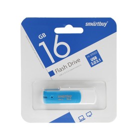 Флешка Smartbuy Diamond, 16 Гб, USB 3.0, чт до 130 Мб/с, зап до 10 Мб/с, сине-белая