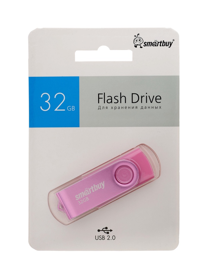 Флешка Smartbuy Twist, 32 Гб, USB 2.0, чт до 25 Мб/с, зап до 15 Мб/с, розовая - фото 51881312