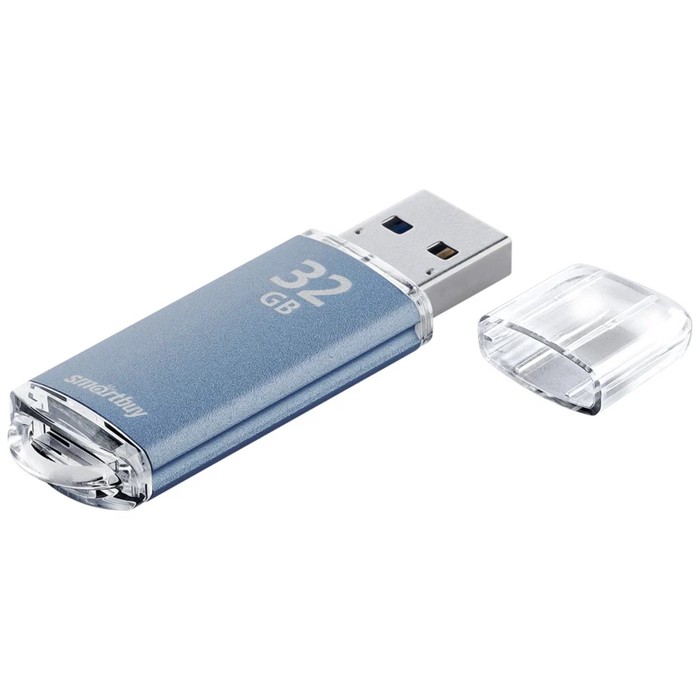 Флешка Smartbuy V-Cut, 32 Гб, USB 2.0, чт до 25 Мб/с, зап до 15 Мб/с, синяя - фото 51576425