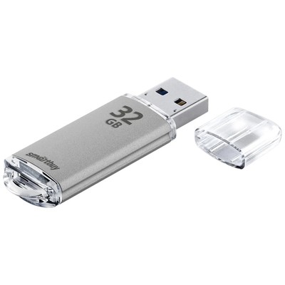 Флешка Smartbuy V-Cut, 32 Гб, USB 2.0, чтение до 25 Мб/с, запись до 15 Мб/с, серая