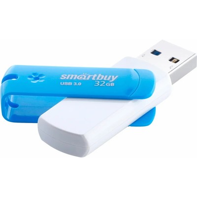 Флешка Smartbuy Diamond, 32 Гб, USB 3.0, чт до 130 Мб/с, зап до 10 Мб/с, сине-белая