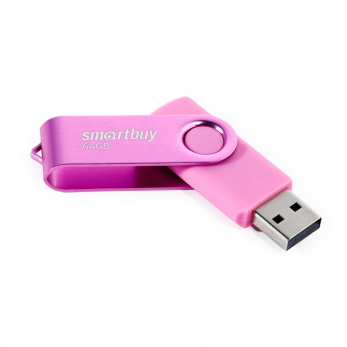 

Флешка Smartbuy Twist, 64 Гб, USB 2.0, чт до 25 Мб/с, зап до 15 Мб/с, розовая