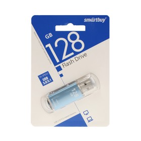Флешка Smartbuy V-Cut, 128 Гб, USB 3.0, чт до 75 Мб/с, зап до 25 Мб/с, синяя