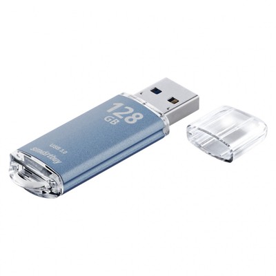 Флешка Smartbuy V-Cut, 128 Гб, USB 3.0, чт до 75 Мб/с, зап до 25 Мб/с, синяя
