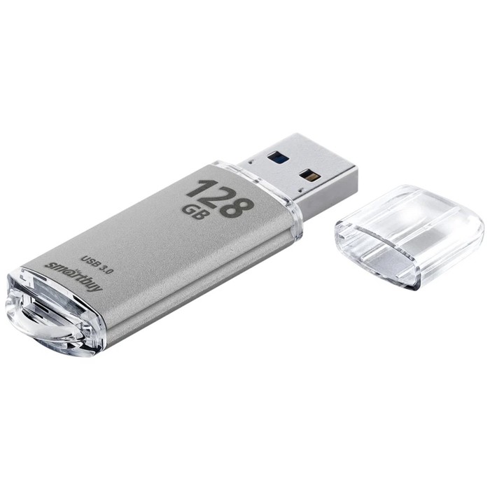 Флешка Smartbuy V-Cut, 128 Гб, USB 3.0, чт до 75 Мб/с, зап до 25 Мб/с, серая - фото 51576445