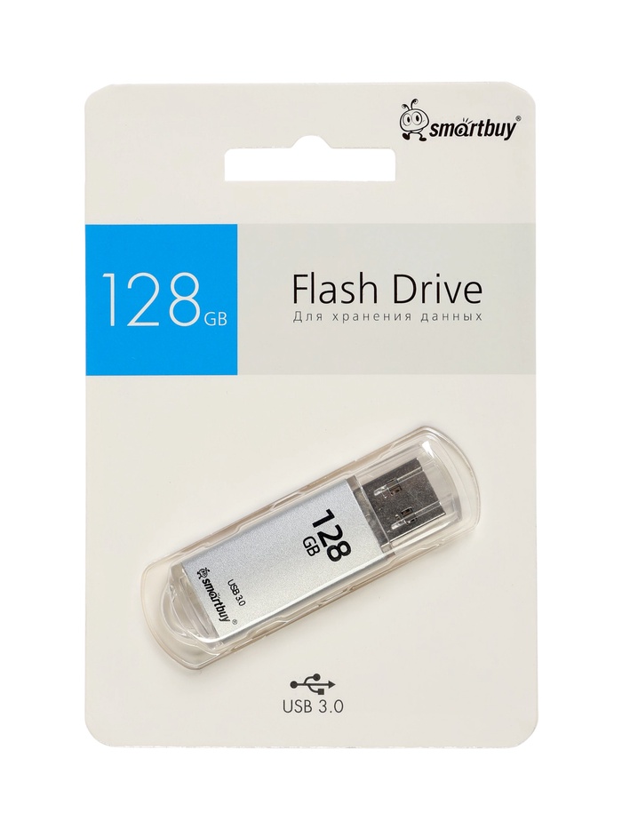 Флешка Smartbuy V-Cut, 128 ГБ, USB 3.0, чтение до 75 Мб/с, запись до 25 Мб/с, серая - фото 51924613