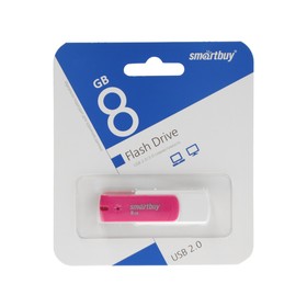 Флешка Smartbuy Diamond, 8 Гб, USB 2.0, чт до 25 Мб/с, зап до 15 Мб/с, розово-белая