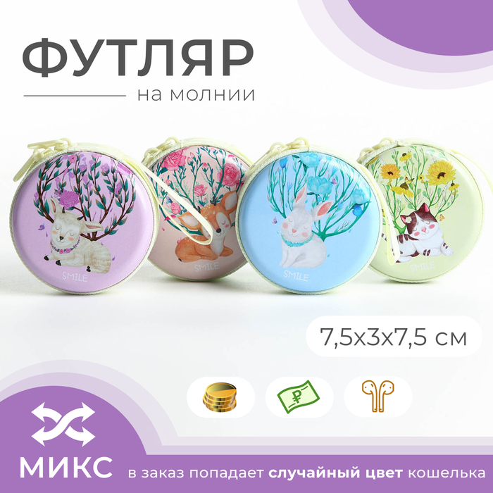 

Футляр для монет/наушников на молнии, МИКС
