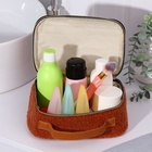 Косметичка на молнии, с ручкой, цвет коричневый - Фото 5