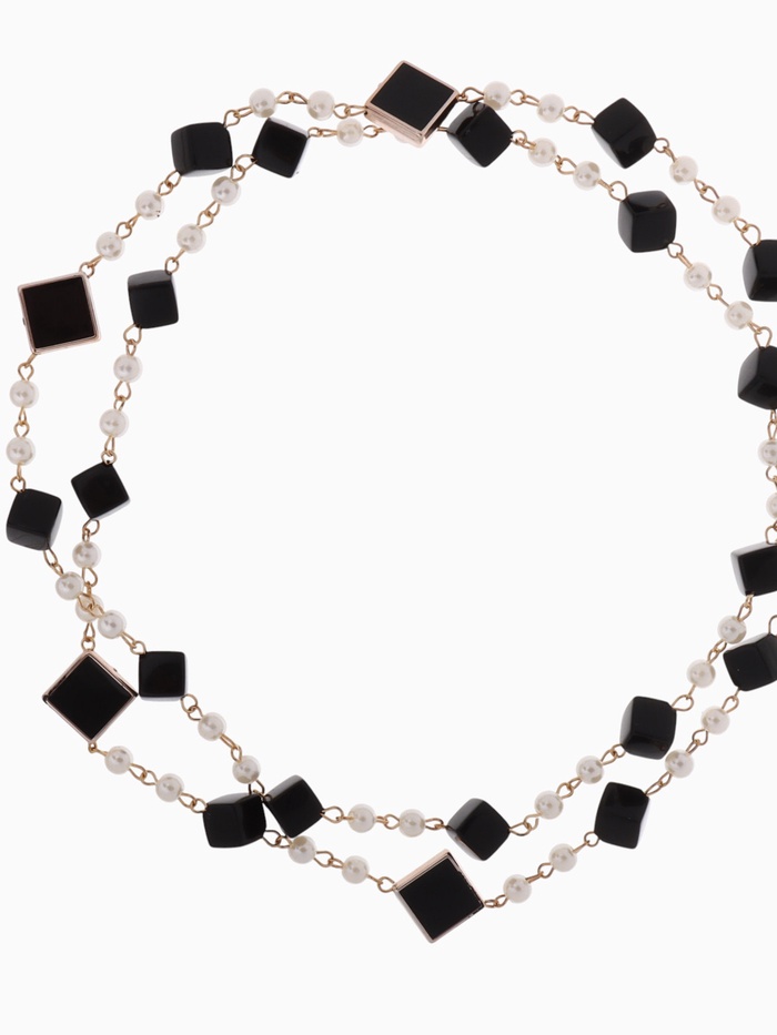 Бусы с жемчугом «Галантность», 90-110 см, чёрно-белые в золоте - Фото 1