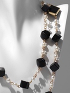 Бусы с жемчугом «Галантность», 90-110 см, чёрно-белые в золоте - Фото 5