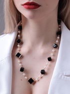 Бусы с жемчугом «Галантность», 90-110 см, чёрно-белые в золоте - Фото 2