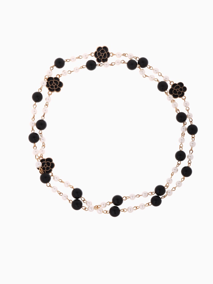 Бусы «Галантность» с жемчугом, шар №10, чёрно-белые в золоте, 80 см - Фото 1