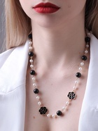 Бусы «Галантность» с жемчугом, шар №10, чёрно-белые в золоте, 80 см - Фото 2