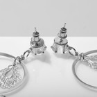 Серьги висячие «Капли» ажурные на кольцах, цвет белый в серебре, 11,5 см - фото 22426024